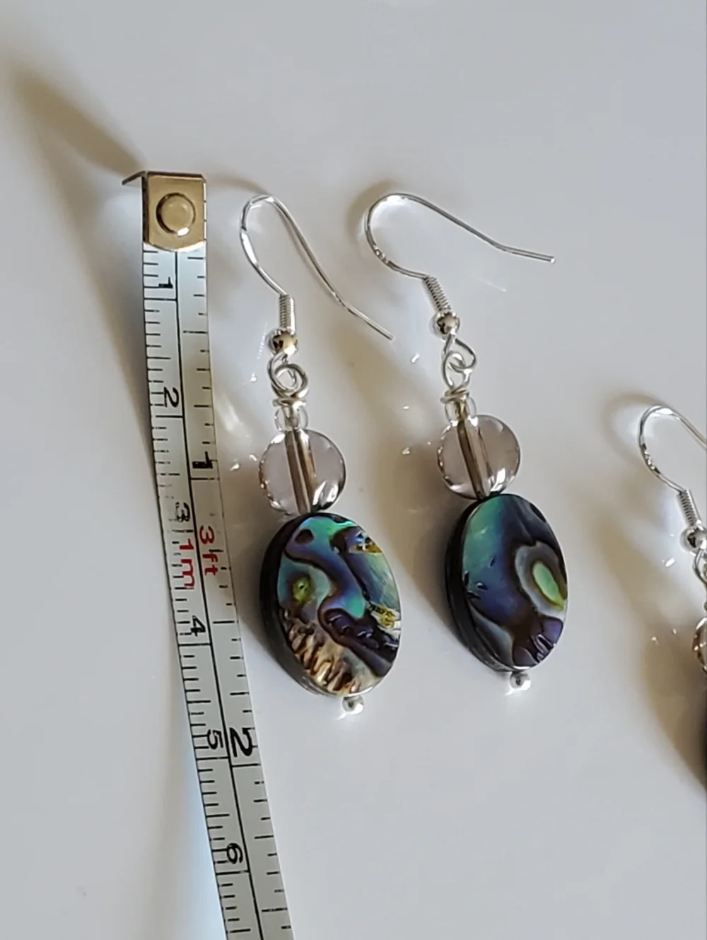 NEW 2 Pairs Abalone Shell Drop Earrings - Iridescent Blue-Green - Picture 5 of 6